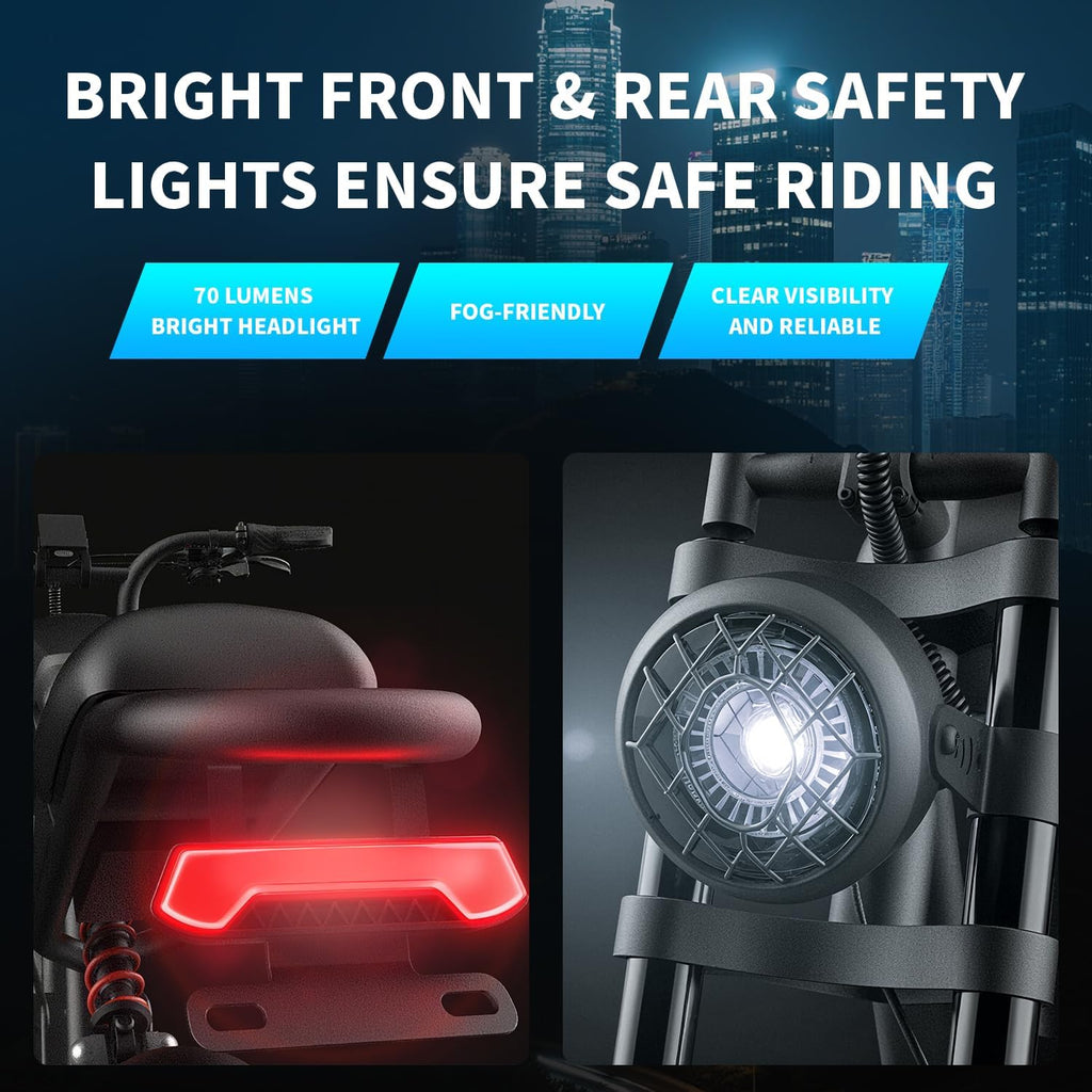 Electric Bike for Adults 48V 20AH Power 1500W Peak 35MPH Max 60 Miles Electric Motorcycle 20' Fat Tire Dirt Bike Shamano 7-Speed E-Bike for All Terrain Dirt Bike