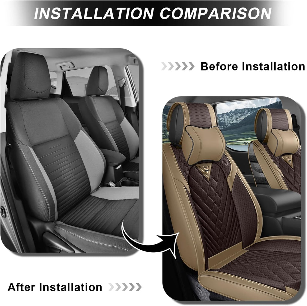 Dodge Ram Truck Seat Covers Custom for 2002-2026 1500 2002-2026 2500/3500 Crew Double Mega Quad Cab Bighorn Laramie Tradesman Classic Front Seat Covers Protectors(Luxury 2 Seats/Brown Coffee)