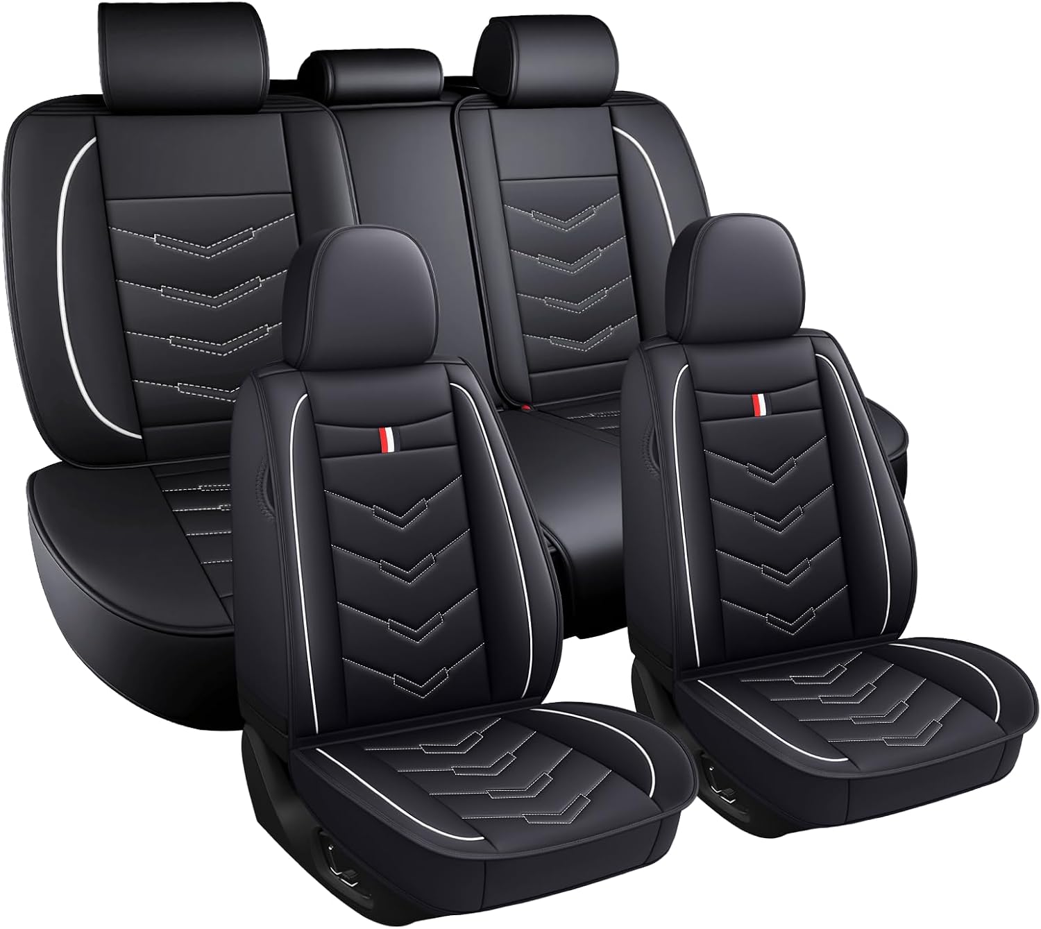 Car Seat Covers Fit for Buick Enclave 2008-2025, Leather Seat Covers for Car, Waterproof Non-Slip Durable Car Seat Protector(5 Seats,Black White)