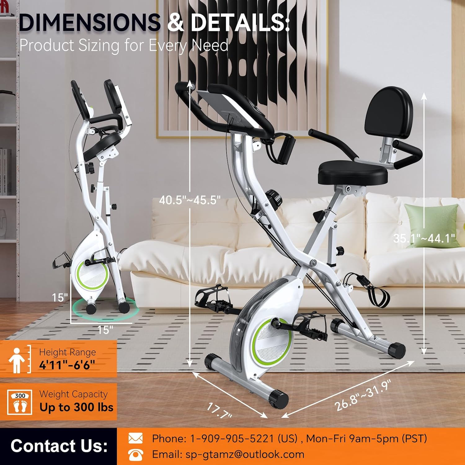 Indoor Exercise Bike Stationary Bikes for Home with 16-Level Magnetic Resistance, Lightweight Foldable Cycling Bike with 70% Pre-Assembled, 260 LBS Capacity, Flywheel of 5.5 LBS for Quiet Home Workout