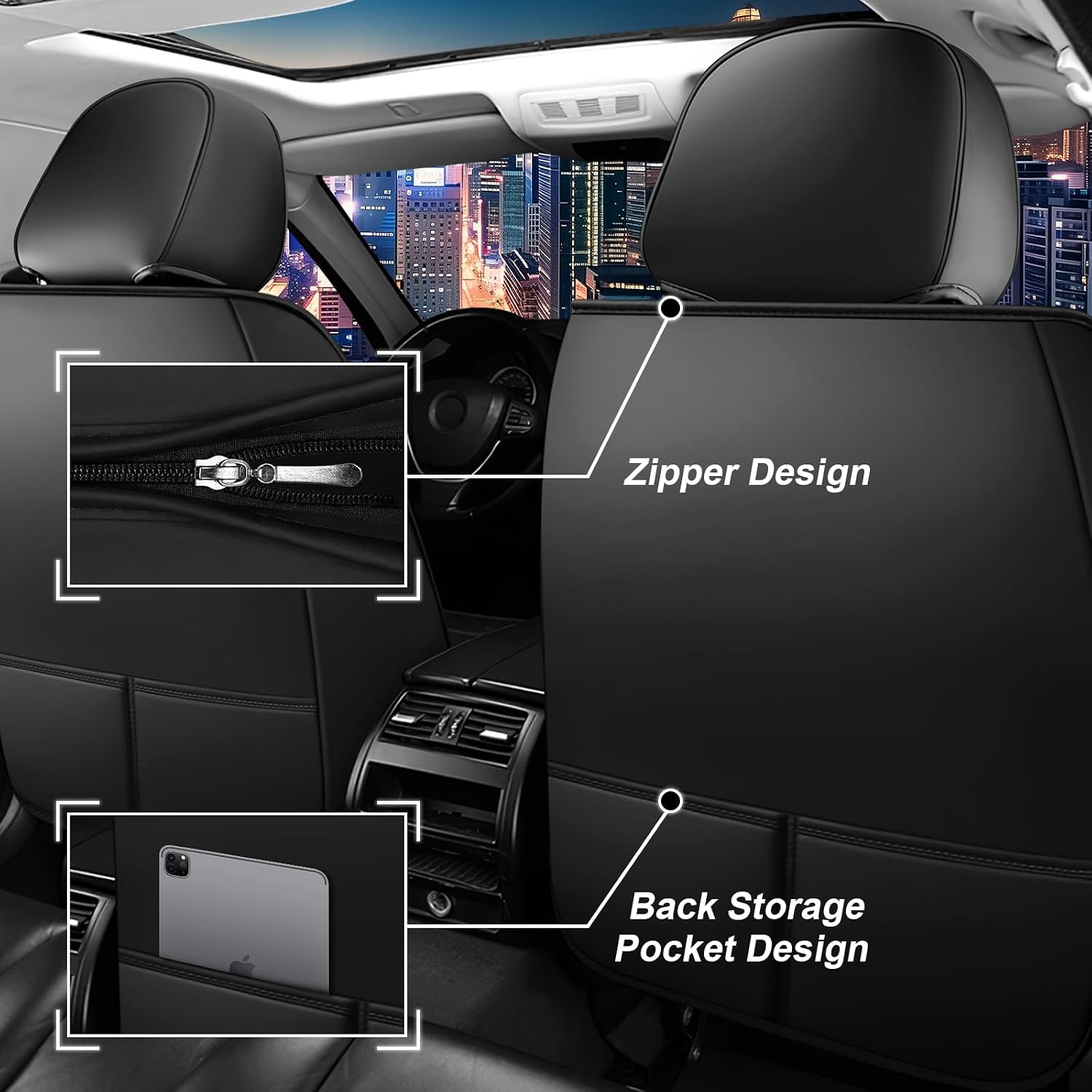 Car Seat Cover Full Set for Kia Sorento Seat Covers 2003-2025, Nappa Leather Waterproof Seat Covers for Cars, Airbag Compatible, Universal Automotive Seat Covers(Standard Front Row/Black Red)