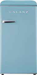 Galanz GLR33MBER10 Retro Compact Refrigerator, Single Door Fridge, Adjustable Mechanical Thermostat with Chiller, Blue, 3.3 Cu Ft