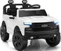 First Ride On 24V 2 Seater Ride on Car for Kids, Licensed Chevrolet Silverado Electric Car for Kids with Remote Control, Toddler Car with Bluetooth, LED Lights, Seat Belts and Spacious Design (White)