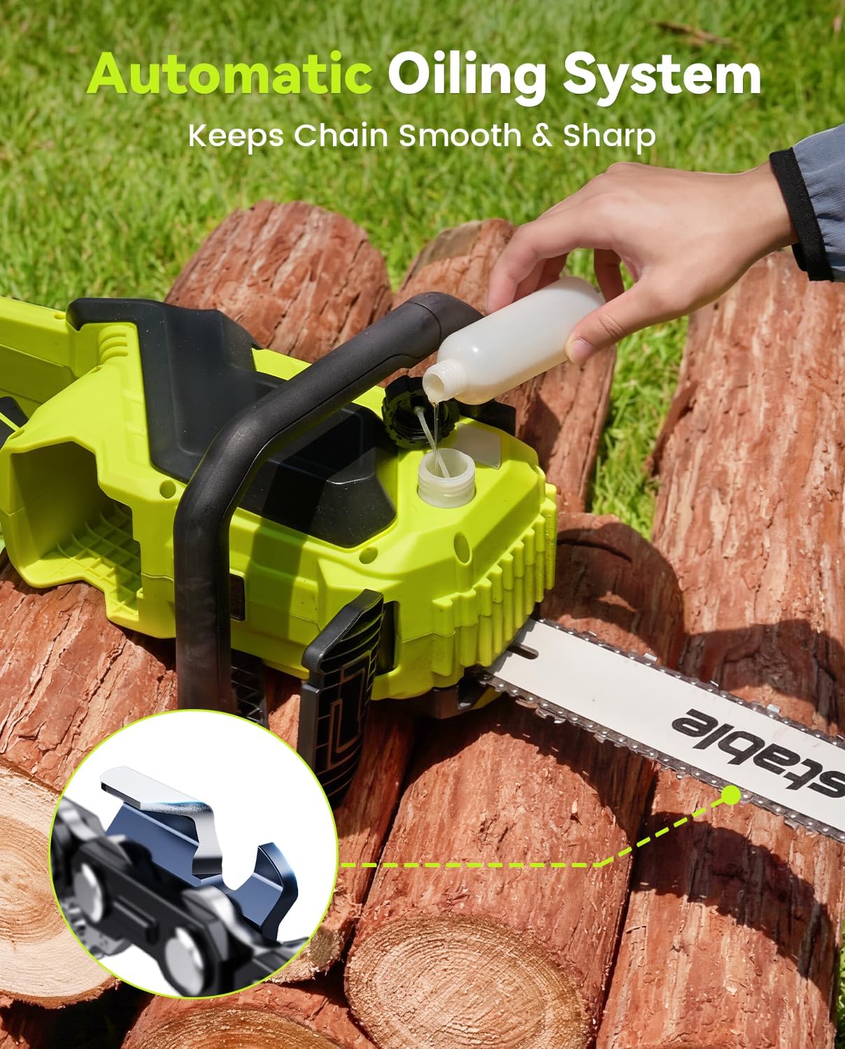16 Inch Electric Chainsaw Cordless, 2000W Brushless Chainsaw, 4.0Ah Battery & Fast Charger, 40V Electric Chain Saws, Instant Brake, Tool-Free Chain Tension, Auto Oiling for Tree Trimming, Wood Cutting