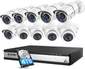 ZOSI 4K 16CH PoE Security Camera System with Hard Drive 4TB and 10pcs 5MP Outdoor Indoor PoE IP Surveillance Cameras,H.265+ 16 Channel 8MP CCTV NVR,120ft Night Vision,Remote Access,24/7 Recording