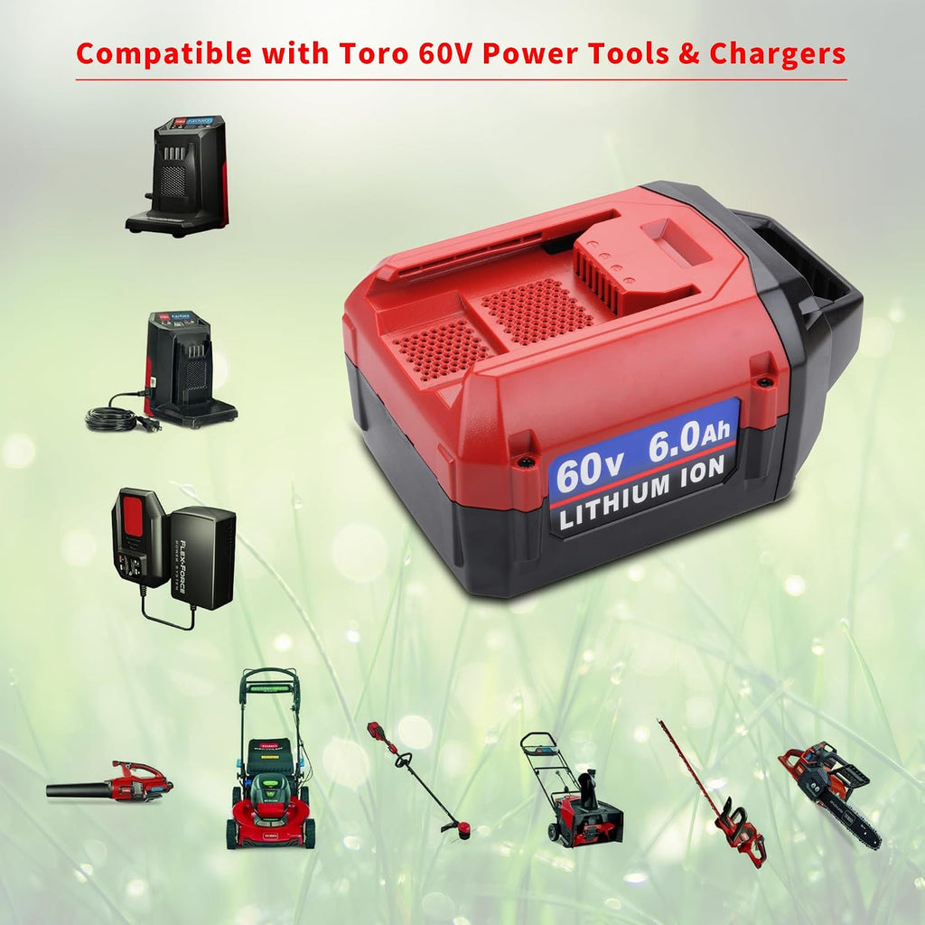 60V 6.0Ah L108H Replacement Battery for Toro 60V Battery 88620 88625 88640 88660 88675 L108 L135 L216 L324 L405, Compatible with Toro Flex Force 60Volt Power System Tools & Chargers 88602 88605 88610