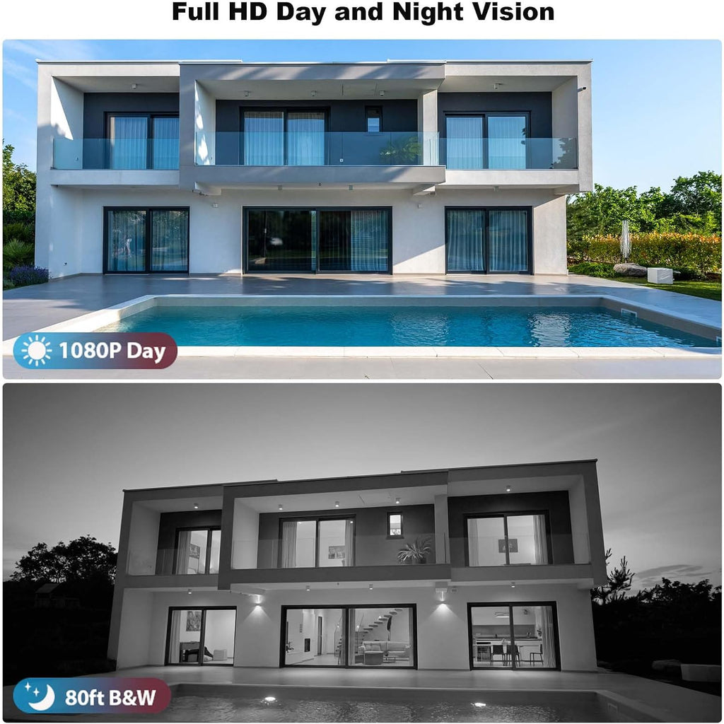 Home Security Camera System Indoor Outdoor, AI Human/Vehicle Detection,Night Vision,Remote Access, 4pcs 1080P 1920TVL Weatherproof CCTV Surveillance Cameras,H.265+ 4CH DVR 1TB HDD
