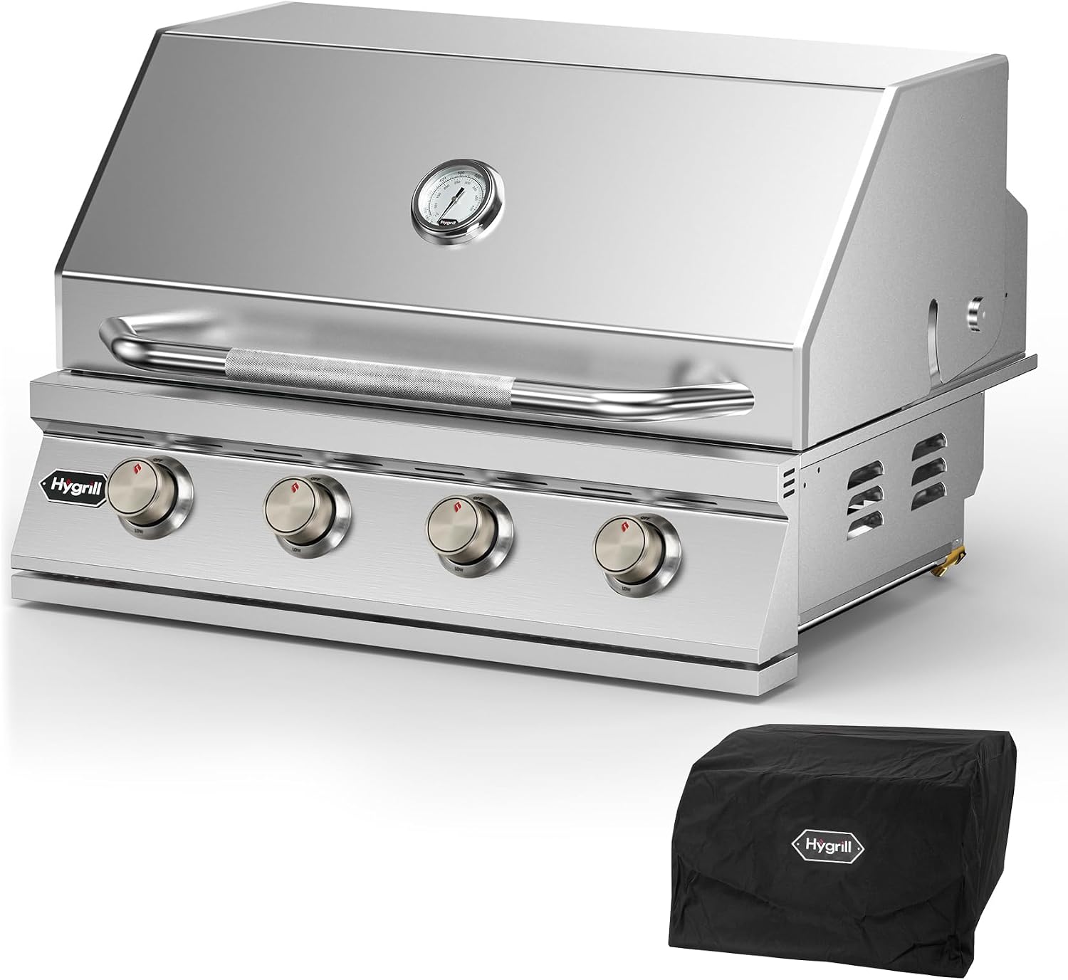 Hygrill STD Series 32-Inch Built In Grill, Stainless Steel 4-Burner Grill Head for Outdoor Kitchen, Liquid Propane
