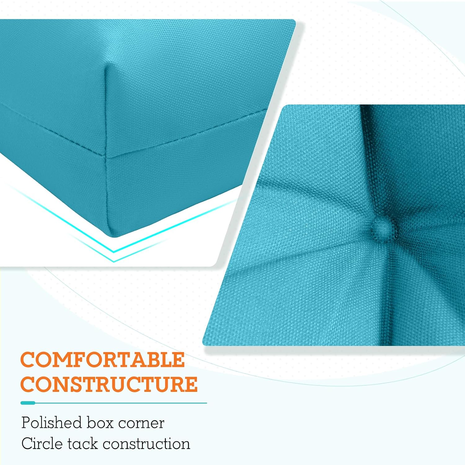 EAGLE PEAK Tufted Outdoor/Indoor High Back Patio Chair Cushions, Set of 4, 46'' x 22'', Blue