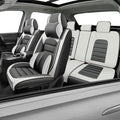 Car Seat Covers for CRV,for Honda CRV 2007-2024 2025,Waterproof Leather Seat Covers,Compatible Airbag,Full Set Comfort Car Seat Protectors for Most Cars(Pillows,Gray&White)