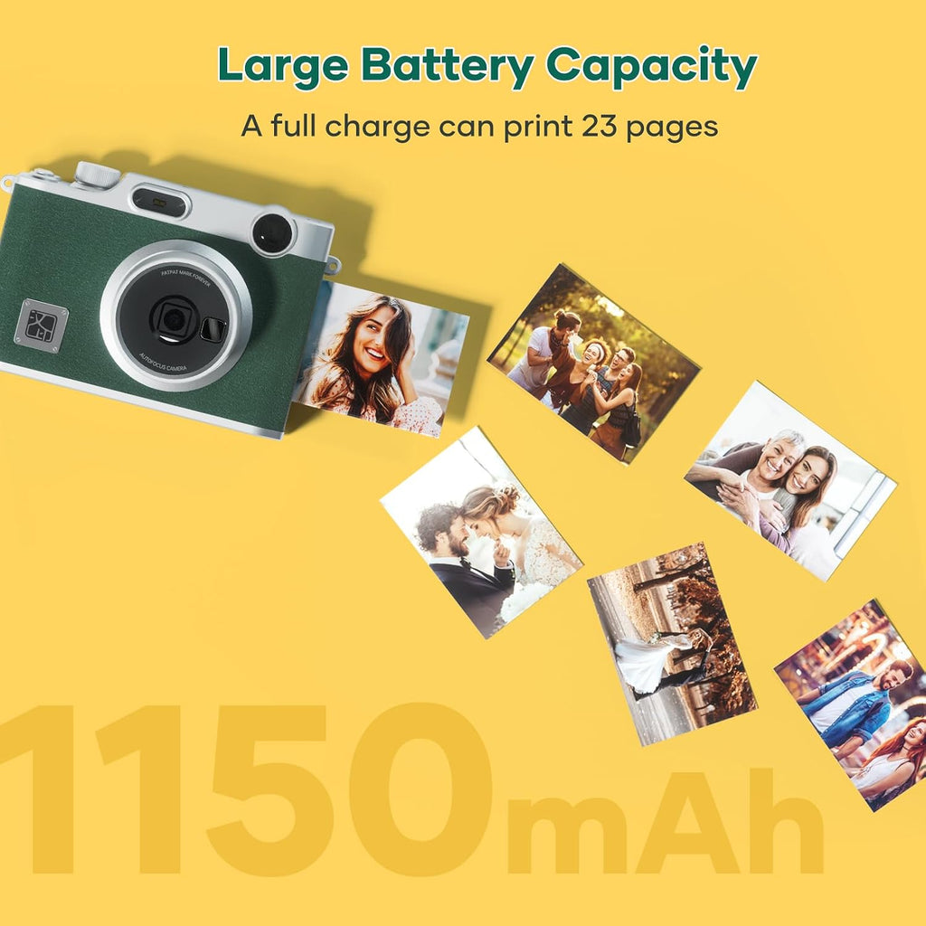 iDPRT Hanin Instant Print Camera, Instant Film Camera, Wireless Bluetooth Photo Printer + 10 Sheets Photo Paper, Portable Instant Cameras that Print Photos for Christmas/Birthday/Travel/Party