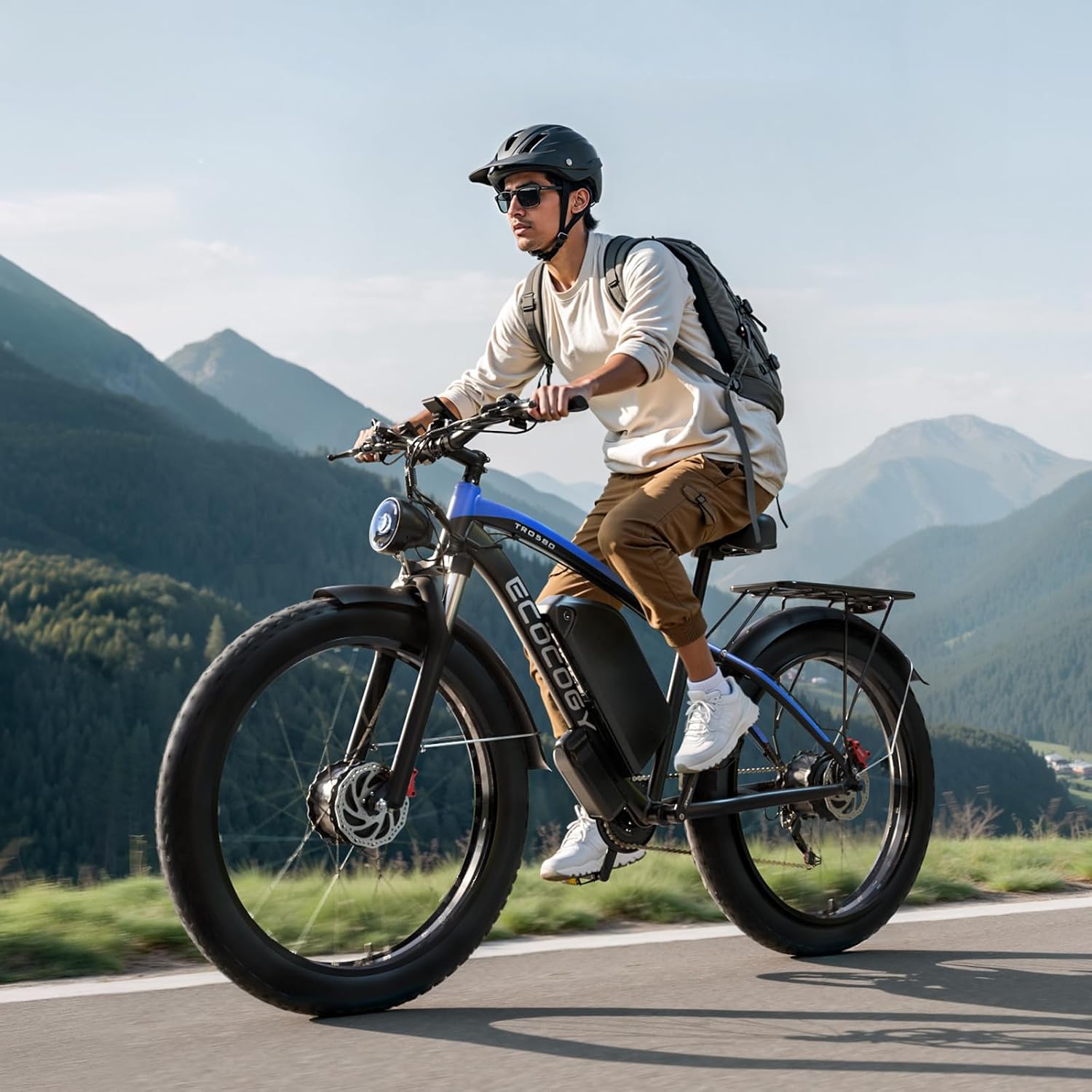 Electric Bike for Adults,Peak 6000W Dual Motor Ebike, 52V 32AH 30-100 Miles Up to 45 M P H 26' Fat Tire 7 Speed Electric Mountain Bike All Terrain Front Suspension Electric Bicycles