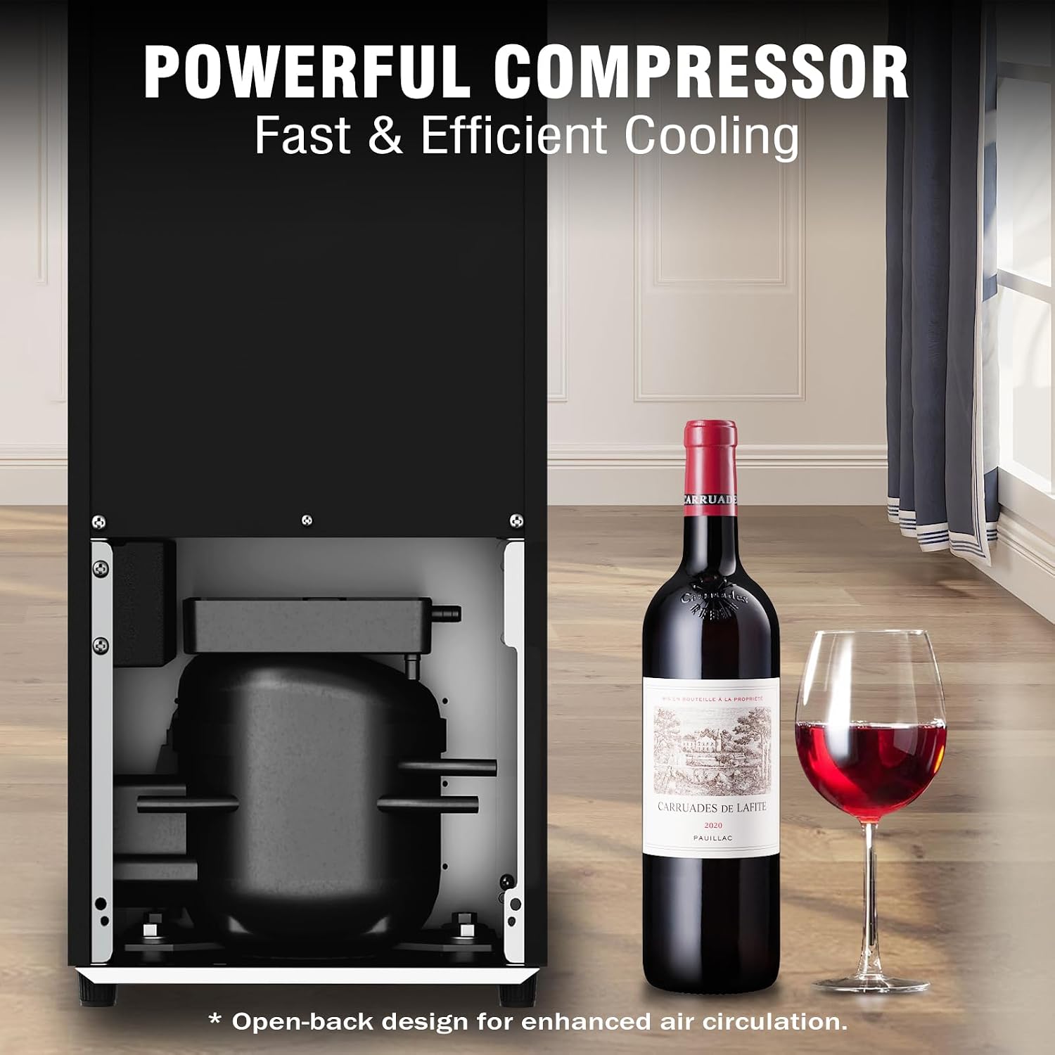 12 Bottle Wine Cooler, Mini Fridge for Red and White, Small Freestanding Refrigerator with 40-66F Digital Temperature Control Glass Door