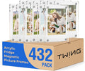 TWING 432 Pack (1 Box) Acrylic Fridge Magnet Frames, Double Sided Photo Refrigerator Magnetic Photo Frame for Fujifilm Instax Mini, Clear Picture Display Frame, Polaroid Photos Holder 2.4 x 3.5 in