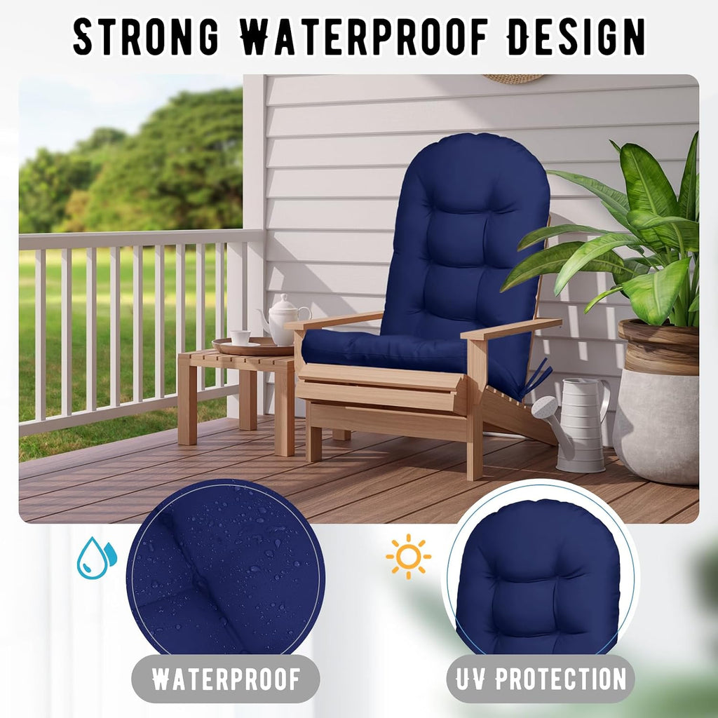 4 Pack Adirondack Chair Cushion, Waterproof Rocking Chair Cushion - Fade Resistant Patio Furniture Cushions, Thickened Patio Chair Pad for Outdoor and Indoor, 49x20x5 Inch