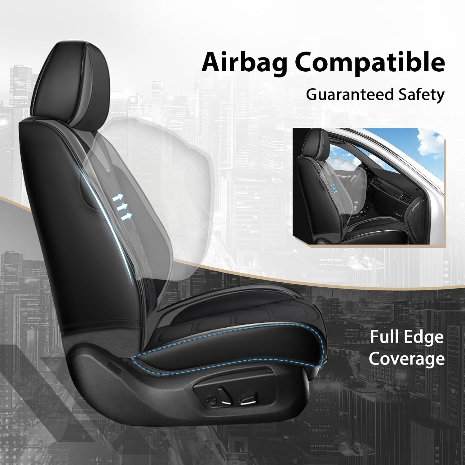 Car Seat Covers Full Set for Honda Civic 2000-2025,Durable Waterproof Luxury Universal,Easy to Install Napa Leather Cover Set for Cars,Full Seats,Black Gray