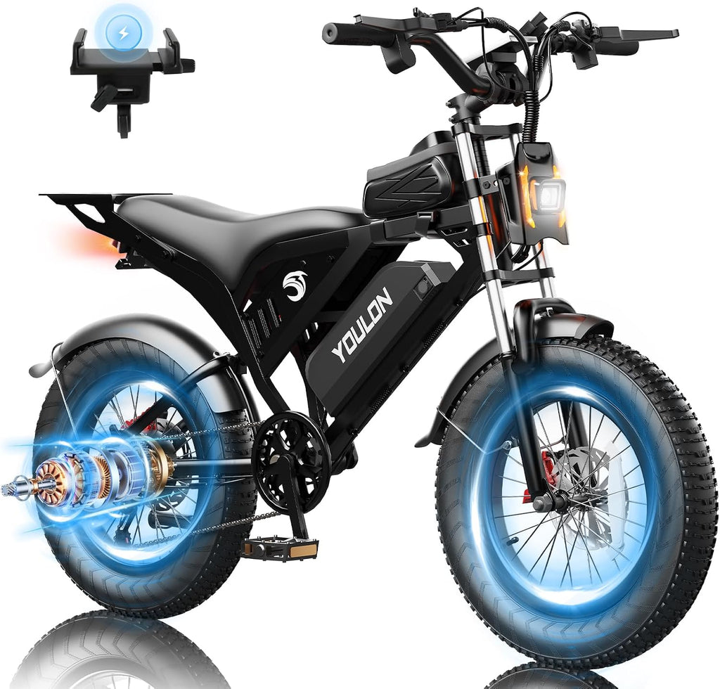 Ebikes for Adults, 1500/2000W Peak Motor, 17/20/23Ah Long Range Teens Electric Bike with Dual Hydraulic Brakes, 20' Fat Tire All-Terrain for Commuting E-Bicycle