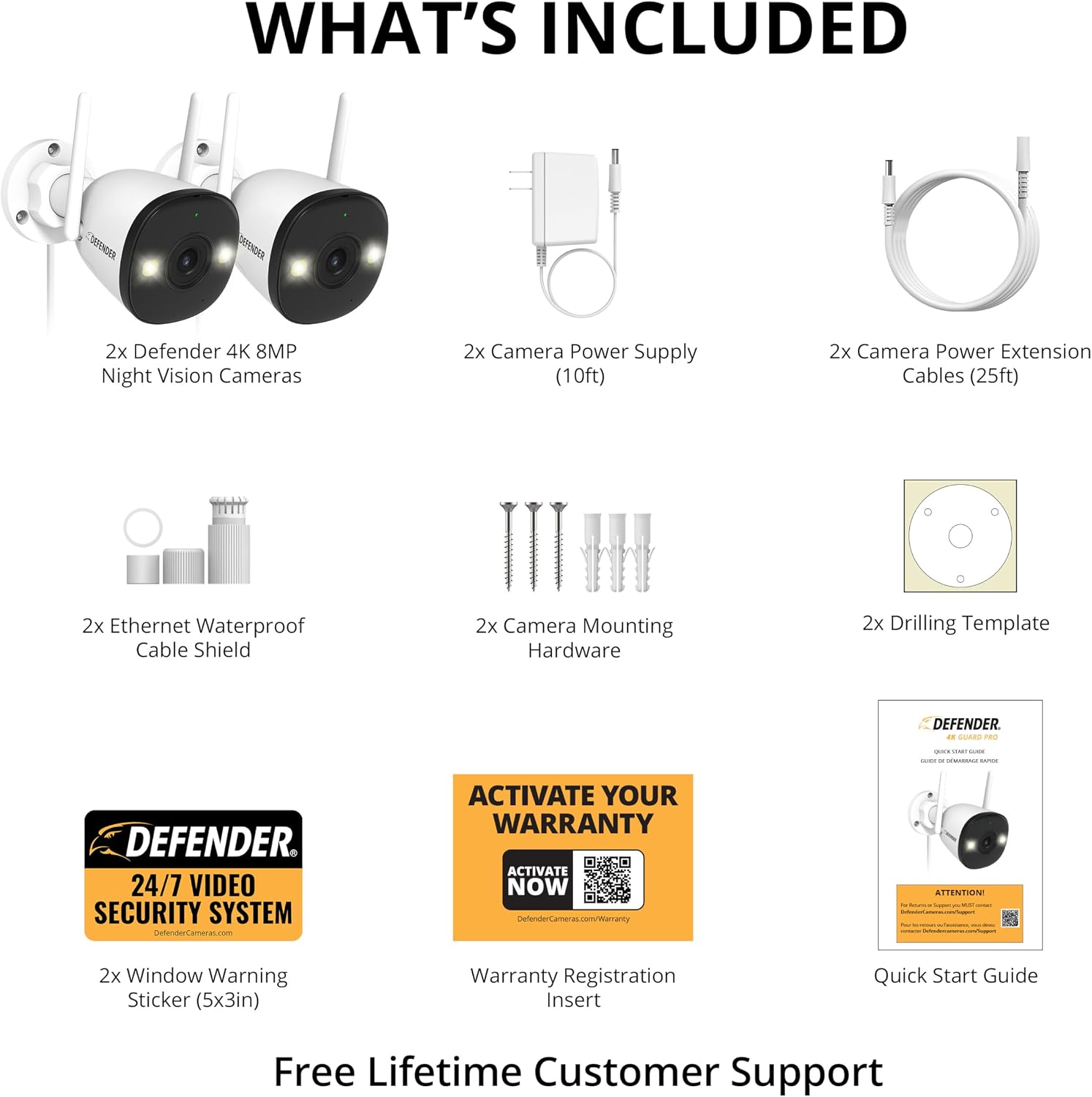 Defender AI Powered 4K Guard Pro 8MP WiFi 6, Plug-in Power Wireless Security Camera Outdoor, with Smart AI Human Detection, Bluetooth, Two-Way Talk, Works w/Guard App, 2 Pack