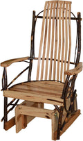 Amish-Made Large Rustic Hickory Glider Rocking Chair