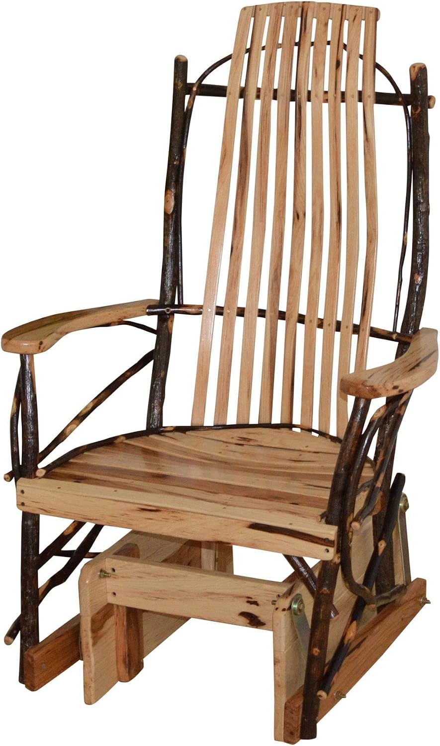 Amish-Made Large Rustic Hickory Glider Rocking Chair