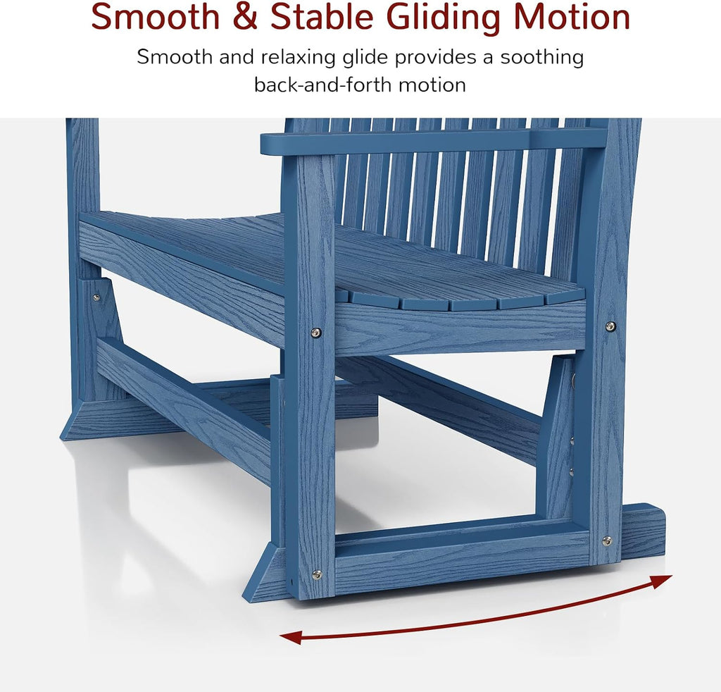 Stoog Outdoor Gliders Set of 2, All-Weather HIPS Glider Bench for Porch, Never Fade or Rot, Blue