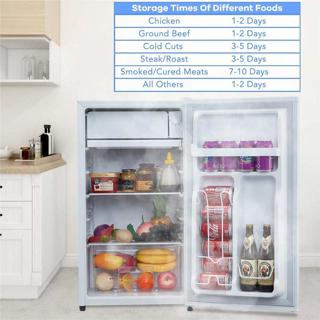 4.3 Cu.Ft Mini Fridge with Freezer – Compact Single Door Refrigerator w/Adjustable Thermostat | Energy-Efficient & Low Noise, Ideal for Bedroom, Office & Dorm