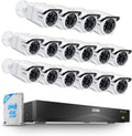 ZOSI 16CH 4K PoE Security Camera System with Audio, 16 x 8MP Outdoor Metal Bullet Cameras, People Counting, Person/Vehicle Detection, 16 Port 32-Channel NVR with 4TB HDD for Commercial 24/7 Recording