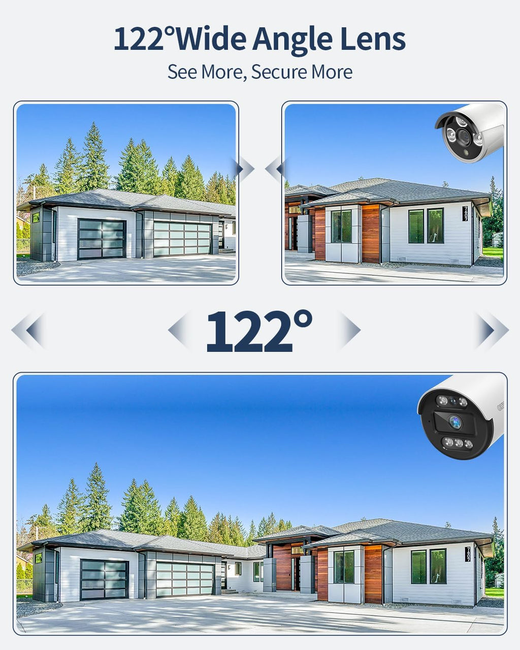 《122°Wide Angle & 80FT Night Vision》Outdoor Wired Security Camera System,CCTV Cameras Outside, Home Video Surveillance DVR Kits