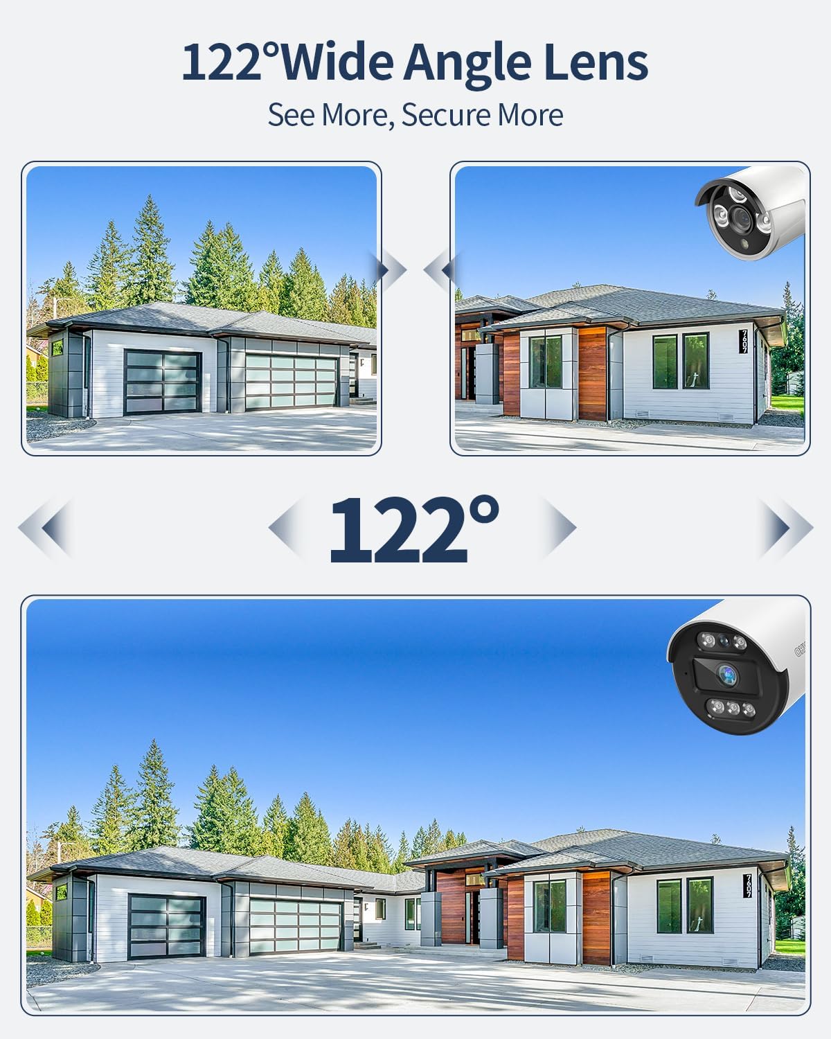 《122°Wide Angle & 80FT Night Vision》Outdoor Wired Security Camera System,CCTV Cameras Outside, Home Video Surveillance DVR Kits