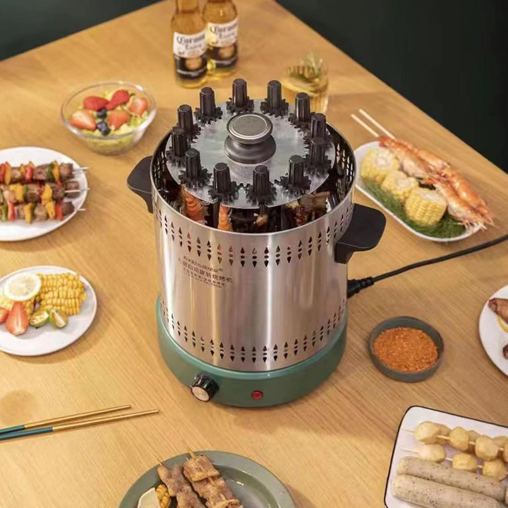 Electric Vertical Grill, Portable Smokeless Barbecue Grill with Adjustable Temperature for Home and Outdoor Parties, 12 Skewers