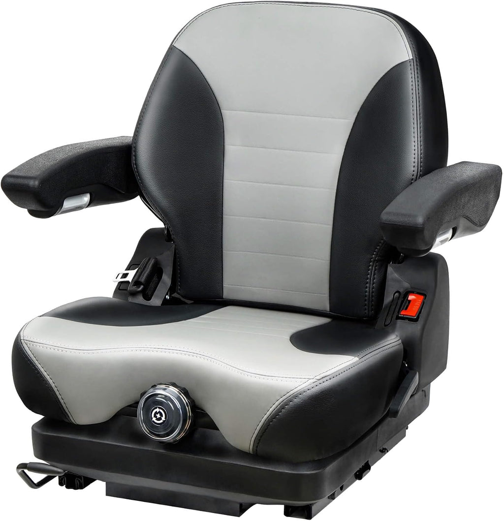 Tractor Suspension Seat, Adjustable Seatbelt Backrest Armrests Weight Adjustment - Compatible with Toro Bad Boy Scag Kubota Ferris Hustler Gravely Zero-Turn Mowers & Tractors
