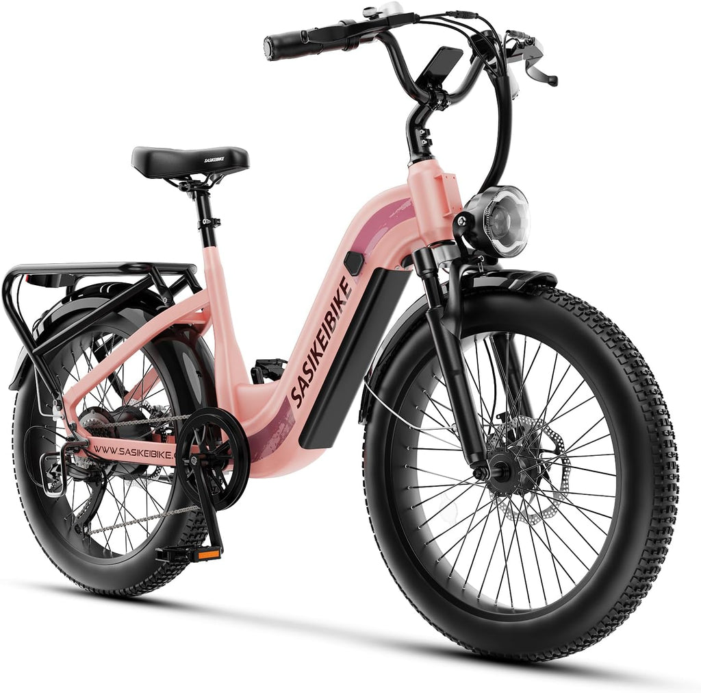 1500W Motor Electric Bike for Adults & Teenager, 48V 20AH Removable Battery Ebike, 24inch Fat Tire Electric Bicycle, Step-Thru E Bike for Commuting & Mountain, Front Suspension