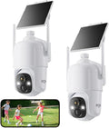 Dzees Security Cameras Wireless Outdoor, 2K Pan/Tilt 360° View Solar/Battery Powered WiFi Cameras for Home Security with AI Motion Detection,Color Night Vision, 2-Way Audio, SD/Cloud Storage - 2 Pack