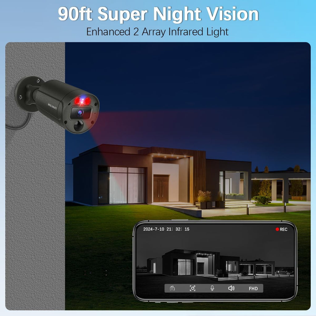 【2-Way Audio】 Outdoor Wired Security Camera System, Wired Cameras for Home Security, Home POE Video Surveillance Systems DVR Kits