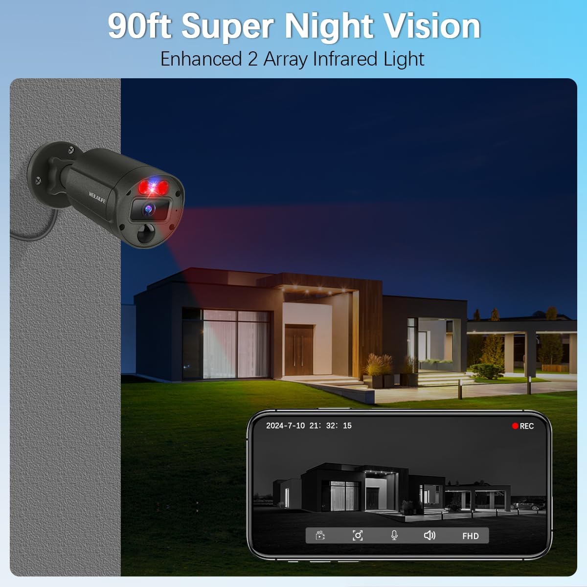 【2-Way Audio】 Outdoor Wired Security Camera System, Wired Cameras for Home Security, Home POE Video Surveillance Systems DVR Kits