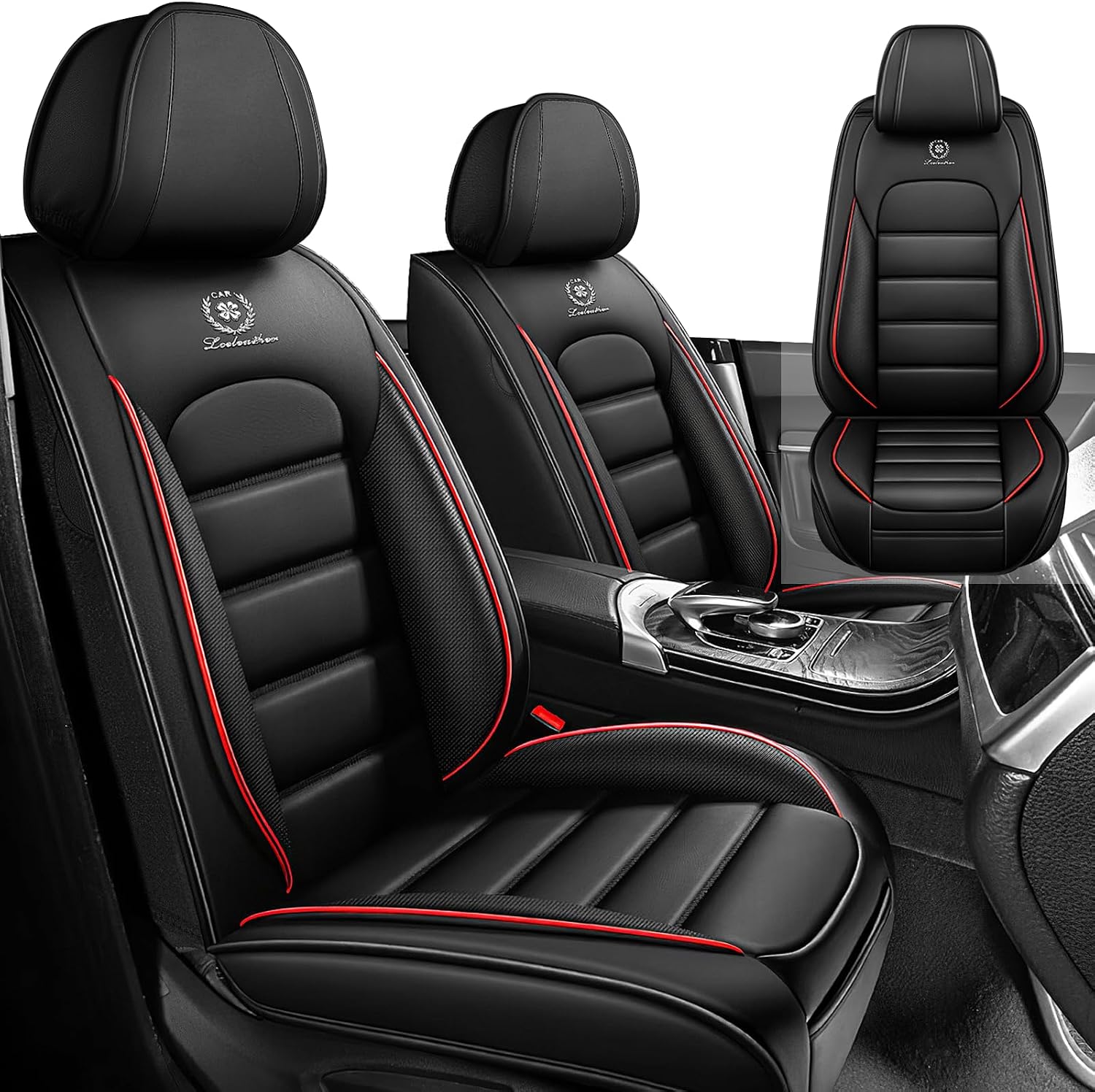 Car Seat Cover Fit for Rivian R1T 2022-2025,Compatible Airbag Non-Slip Waterproof Seat Cover,Car Seat Protector Premium Interior (Standard 2 Seats,Black Red)
