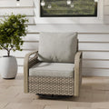 COOS BAY Modern Outdoor Swivel Rocker Chair, Wicker Glider Rocking Chair with Cushions, 360° Swivel Rattan Patio Seating, 1 Piece, Brown/Gray
