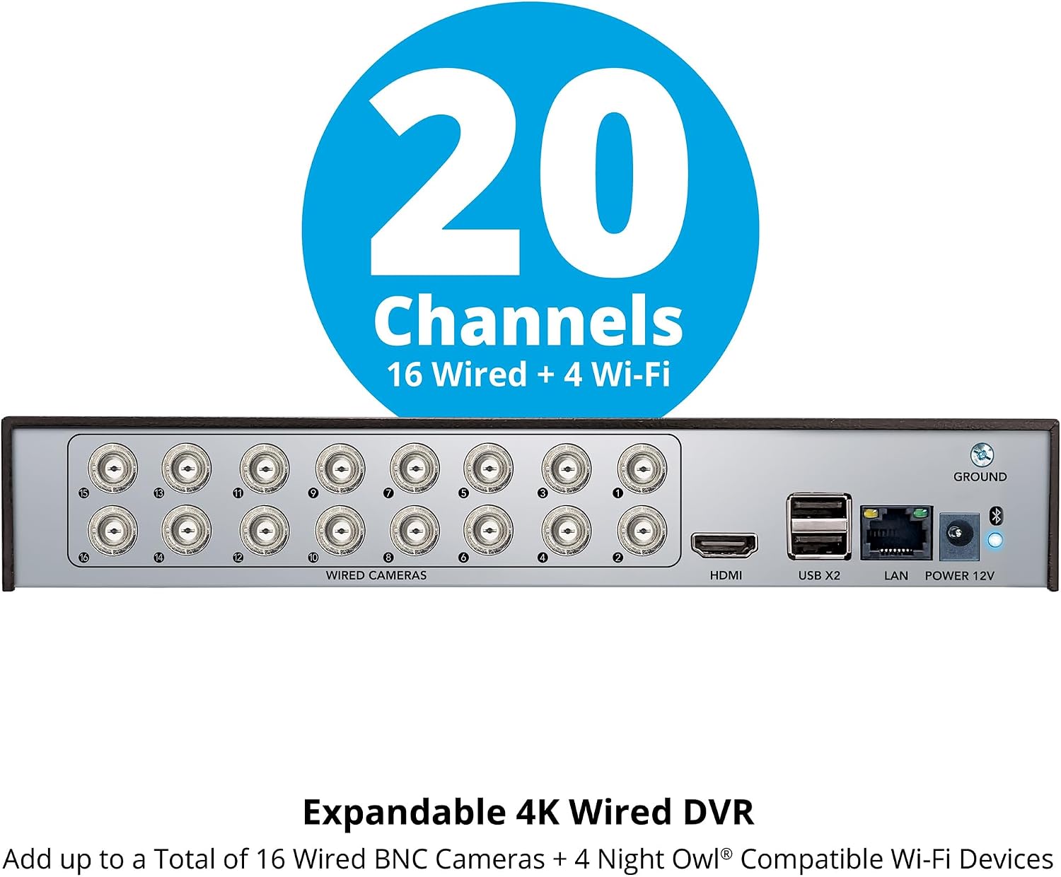 Night Owl 2-Way Audio 20 Channel DVR Video Home Security Camera System with (9) Wired 4K HD Indoor/Outdoor Deterrence Cameras and 2TB Hard Drive (Add up to 4 Wi-Fi Cameras) (9 Camera)