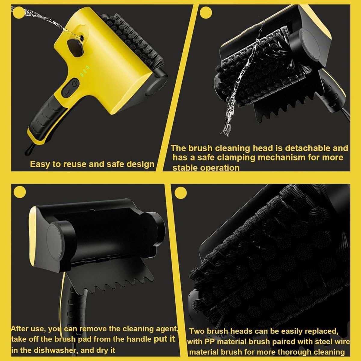 Grill Brush,Barbecue Grill Electric Cleaning Brush with Replaceable Head,360° Tile Cleaner with 2600Mah Battery and Water Injection Port,for Bathrooms,Cars,Floor,Tiles, Stoves, Sinks
