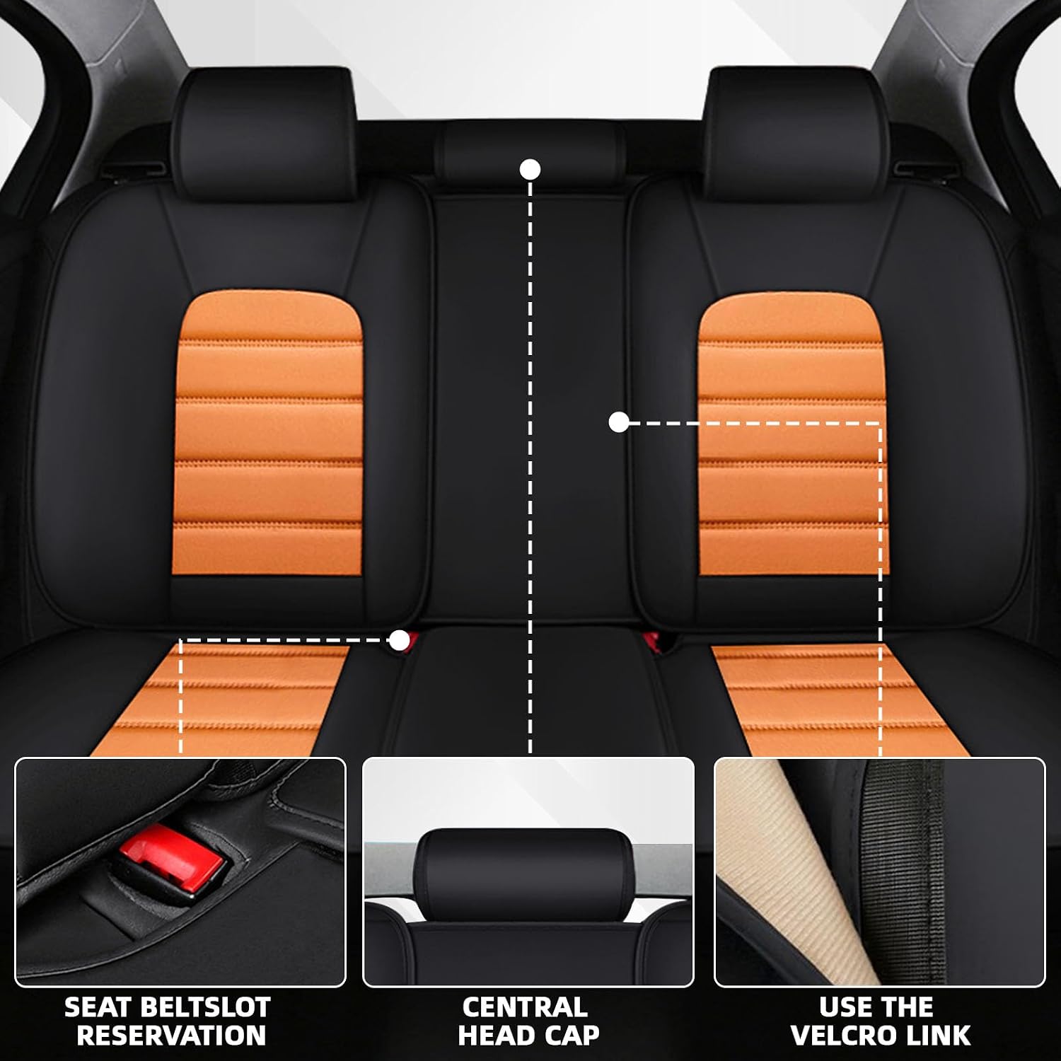Car Seat Cover Fit for GMC Acadia 2007-2025,Compatible Airbag Non-Slip Waterproof Seat Cover,Car Seat Protector Premium Interior (Standard 5 Seats,Black Orange)