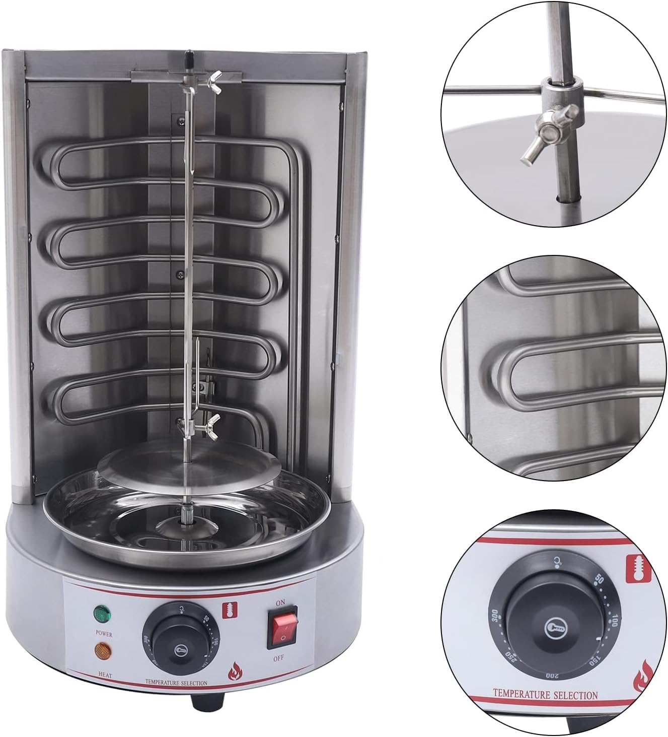 Electric Shawarma Machine Commercial Vertical Rotisserie Rotating Barbecue Oven Shawarma Grill Machine, 110V Electric Automatic Stainless SteelRotating Machine with Temperature Adjustable 50-300℃