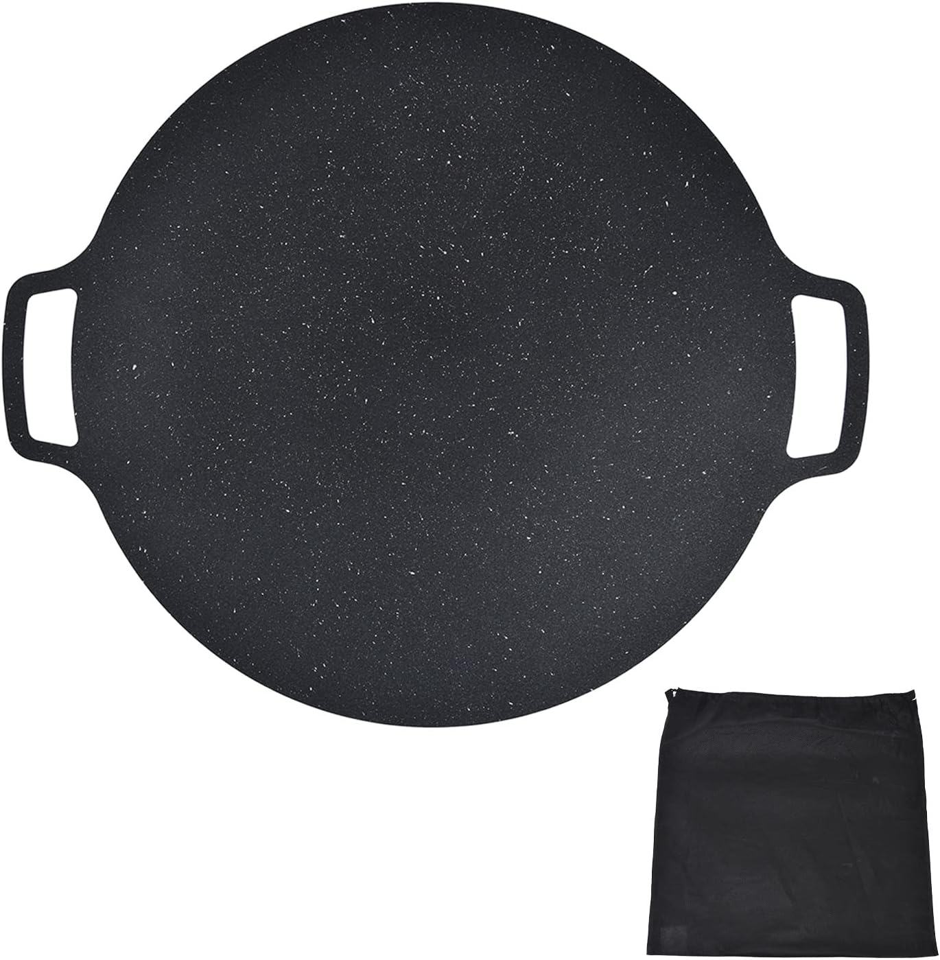 Round BBQ Grill Pan, Nonstick Grill Circular Iron Heat Resistant Grilling Tray for Korean BBQ/Teppanyaki Pan, Pork Belly Pancakes, for Home Outdoor Stoves