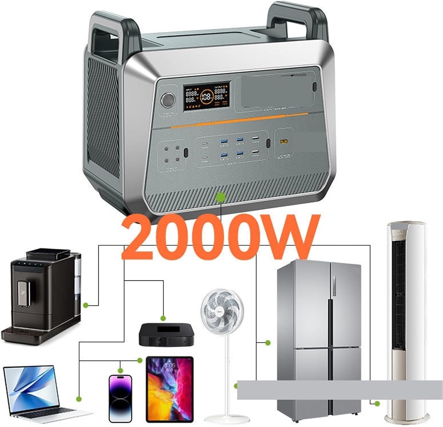 Power Station, 220V Emergency Power Supply 2000W Portable Outdoor,for Outdoor Camping Home