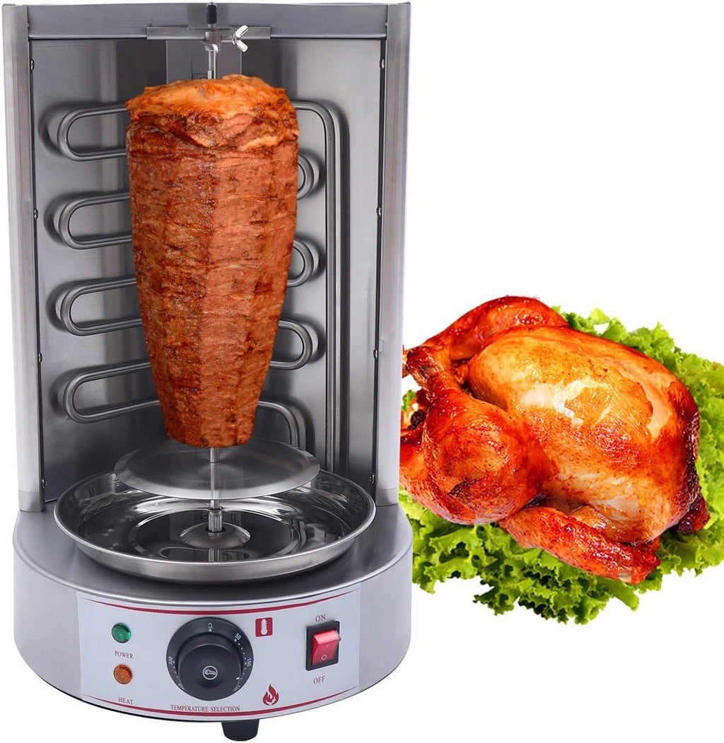 Electric Shawarma Machine Commercial Vertical Rotisserie Rotating Barbecue Oven Shawarma Grill Machine, 110V Electric Automatic Stainless SteelRotating Machine with Temperature Adjustable 50-300℃