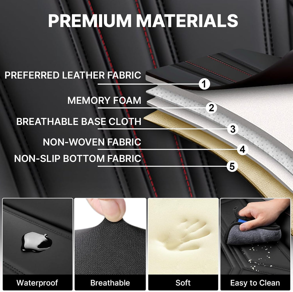 Car Seat Cover for Hyundai Santa Cruz 2022-2025,Leather Seat Cover for Car,Breathable Vehicle Cushions Cover Waterproof Protectors Seat Protector, (Full Set,Black)