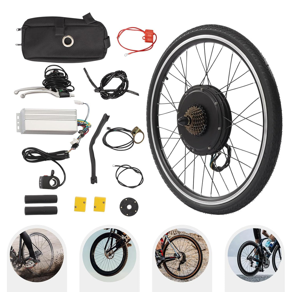 26 Inch 48V 1000W Rear Wheel Electric Bicycle Conversion Kit, Electric Bike Rear Wheel Hub Motor, Rears Wheel Electric Bicycle Motor Kit