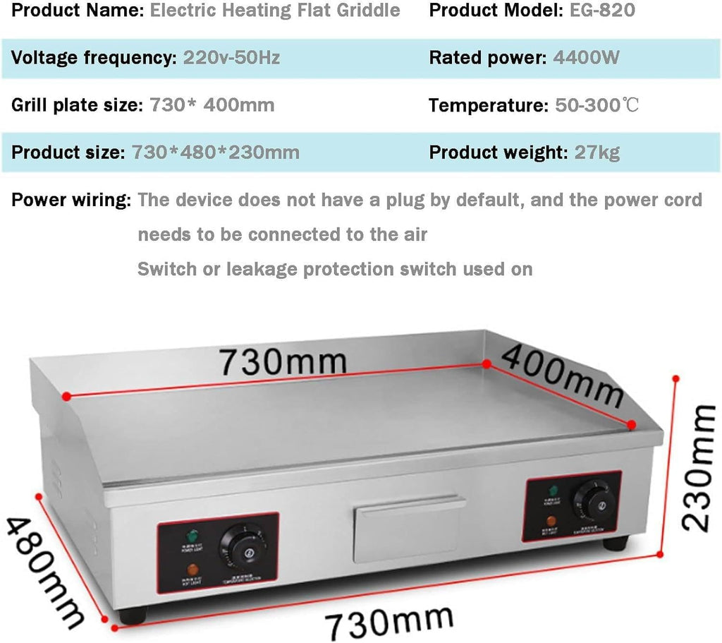 Stainless Steel Adjustable Countertop BBQ Grill, Commercial Electric Griddle with Double Temperature Control, Efficient Nonstick Surface for Home Barbecue