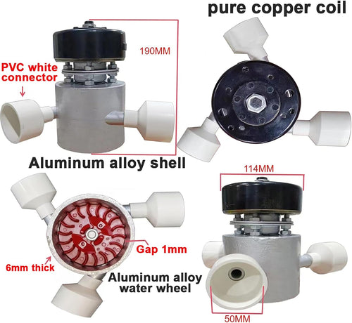 1000W Micro Hydroelectric Generator 1KW 220V Mini Hydro Power Water Turbine Generator with Three 50mm Inlet Fittings, Hydroelectric Power Station Water Turbine for Lighting, Charging,1kw,220V