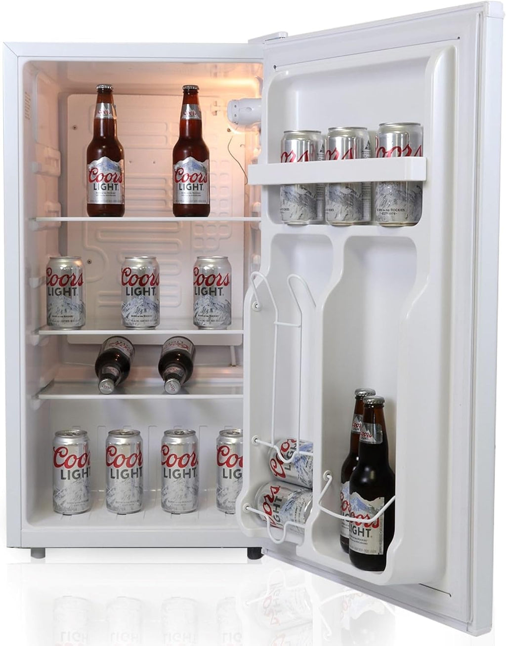 Koolatron Coors Light Rocky Mountain Compact Fridge with Bottle Opener, 90 L/ 95 Quart 3.2 Cubic Foot for Snacks,Beverages, Juice, Beer, Den, Dorm, Office, Games Room, or RV