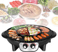 Large Household Electric Hot Pot with Grill, Soup Pot and Korean BBQ, Non-stick Coating, Easy to Clean, For 7-10 People to Enjoy, 2200 W
